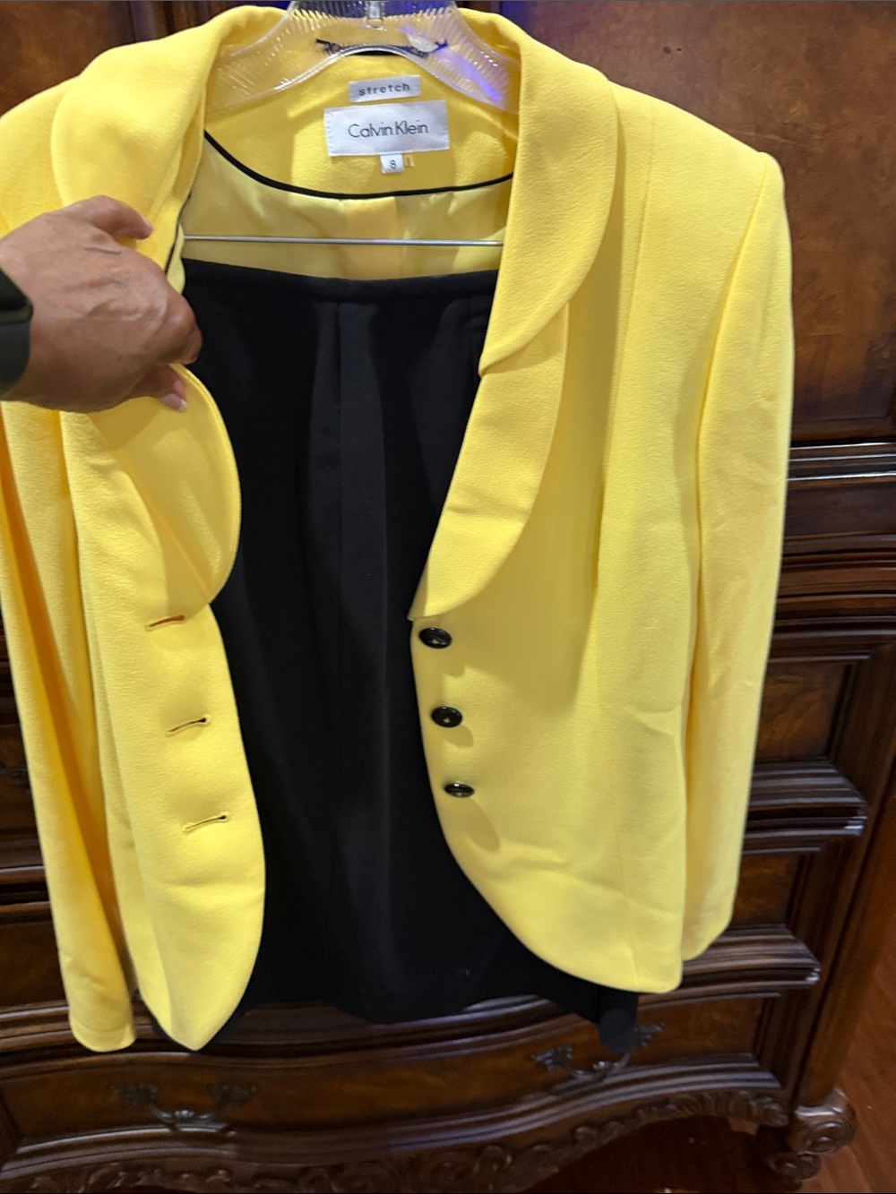 Calvin Klein Yellow Jacket with Black Skirt